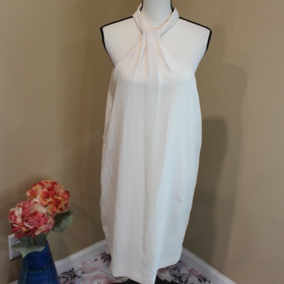 Mango Dresses & Skirts - NWT "MANGO" CREAM MOCK HALTER DRESS SZ L